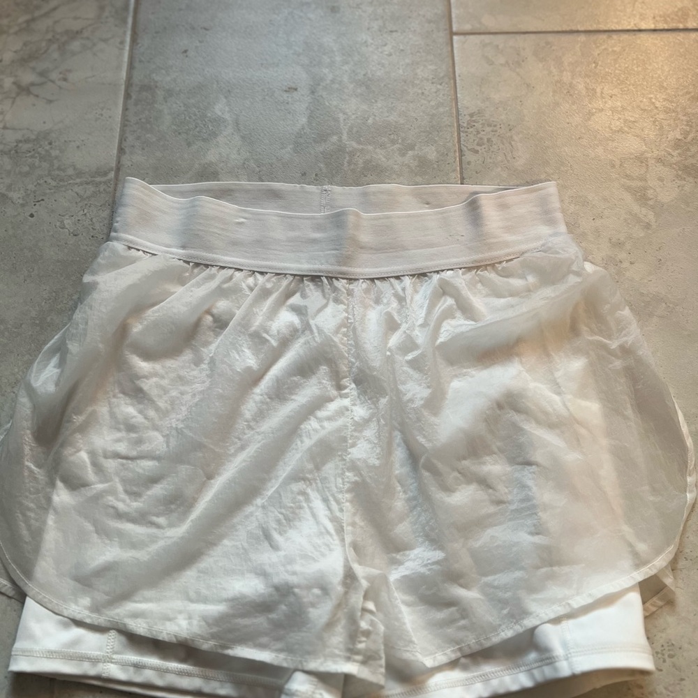 Mono B White Women's Athletic Shorts, size L